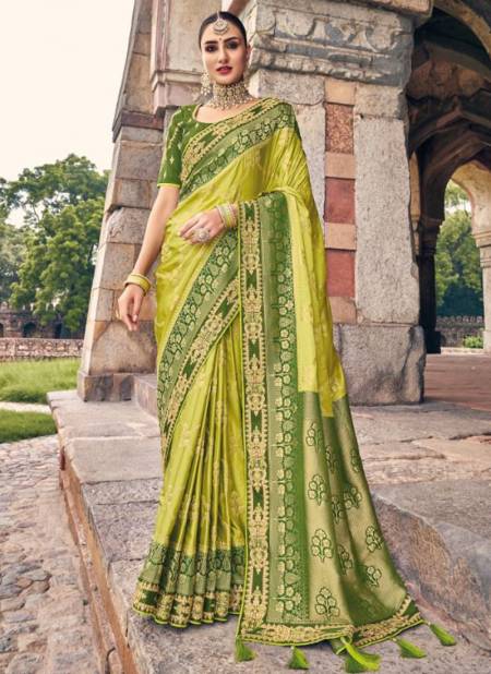 Green Colour Tathastu New Designer Festive Wear Pure Dola Silk Saree Collection 5307